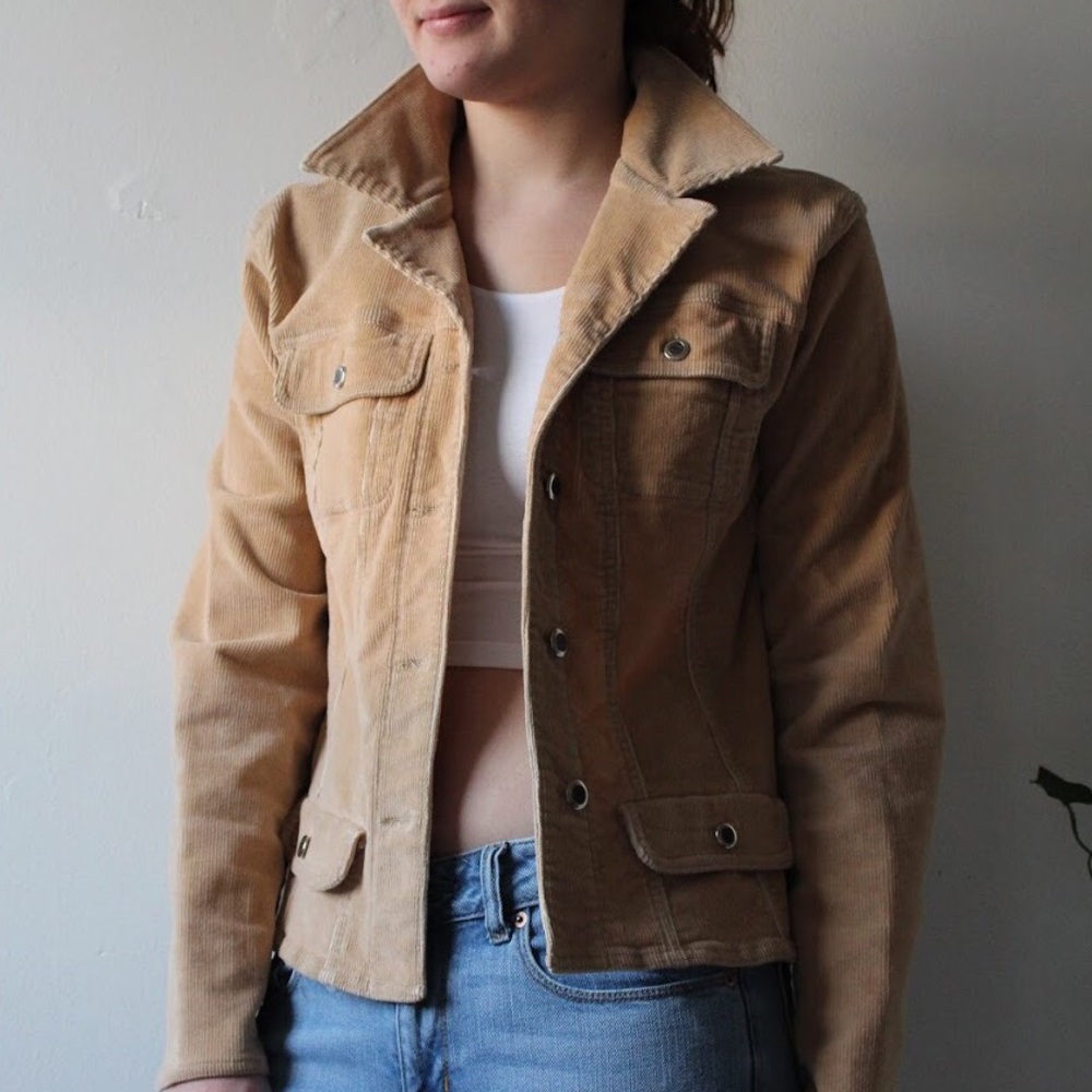 Vintage 90s Tan Cream Corduroy Jacket